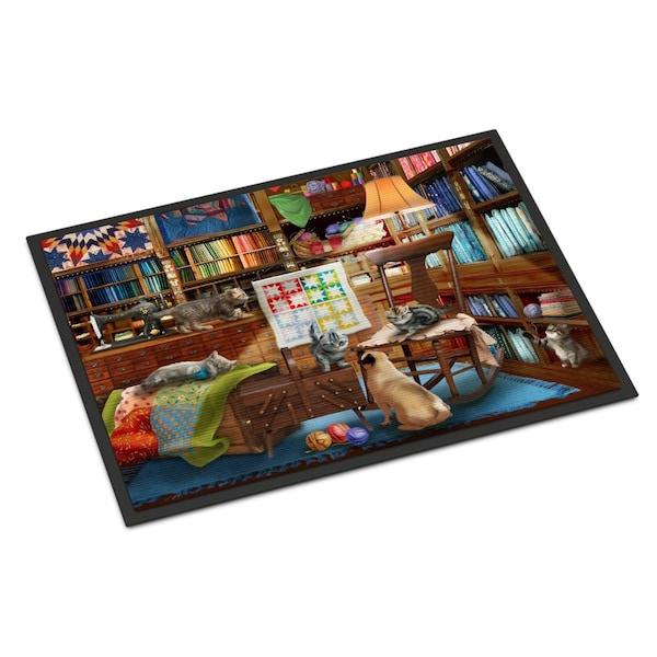 Carolines Treasures 24 x 36 in. Trouble in the Quilt Room Indoor or Outdoor Mat PTW2063JMAT - main